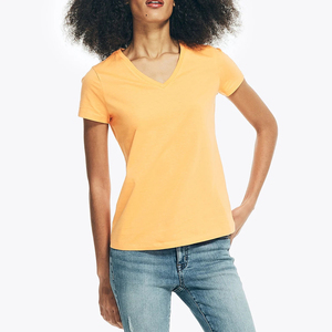 Hot Selling Women's V-Neck Shirts Knitted 100% Cotton Quick Dry Breathable Sustainable Best Price Casual Wear OEM Service - Product Image 5