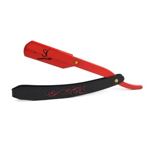 Navaja de Afeitar Profesional Sambrialmed International para Barbería, Cuchilla Recta Plegable Roja y Negra SI-12-1015 - Product Image 2