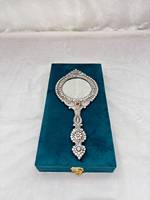 Miroir à main décoratif plaqué argent avec coffret cadeau royal