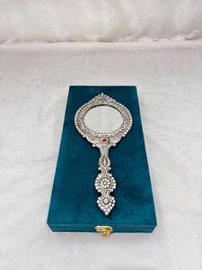 Silver Plated Decorative Hand <b>Mirror</b> With Royal Gift Box - Product Image 4