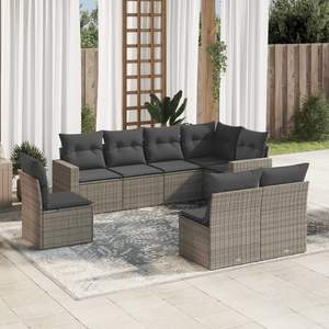 Grande Set di Divani da Giardino in Rattan PE Grigio, Arredamento da Patio con Modularezza Elegante - Product Image 1