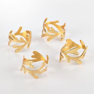 Wholesale Decorative Napkin Rings, Gold Finished Metal Leaf Napkin Holders, Durable Table Accessories for Holiday Napkin Holder - Product Image 1