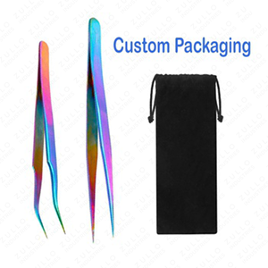 Colorful Fiber Tip Eyelash Tweezers Set Stainless Steel Precision Lash Extension <b>Tools</b> Wholesale Professional Kit - Product Image 5