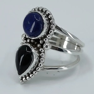 <b>Lapis</b> <b>Lazuli</b> <b>Ring</b> 925 Sterling Silver Handmade Boho Statement Promise Jewelry for Women Natural Oval & Pear Shape Gemstone - Product Image 4