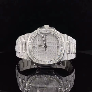 Montre en acier inoxydable avec verre en moissanite antique de qualité supérieure, mouvement à quartz élégant, scintillant, fiable, léger et écologique - Product Image 3