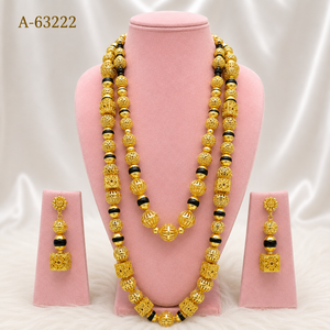 Ensemble collier et boucles d'oreilles tendance pour femmes MOLL JEWELLERS en alliage plaqué argent et zircon, bijoux ethniques géométriques de mariée A-63222 - Product Image 1