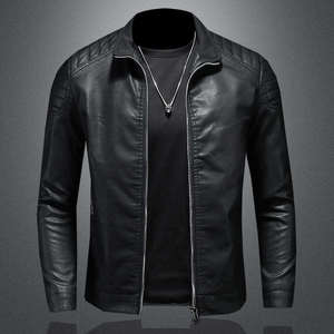 Premium <b>Men's</b> Tan <b>Suede</b> Leather <b>Jacket</b> Slim Fit Motorcycle Biker <b>Jacket</b> Autumn Winter Fashion Stand Collar Casual Windbreaker - Product Image 5