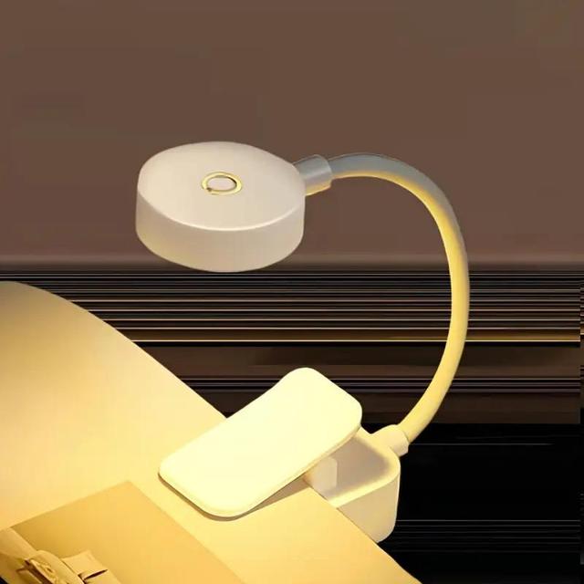Lightweight LED Clip-on Reading Light USB Powered Rechargeable with Flexible Gooseneck for Portable Travel Book Lighting