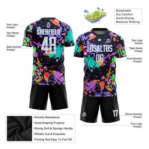 Maillot de football sublimation blanc et bleu clair respirant, tenue de sport athlétique personnalisable pour équipe - Product Image 5