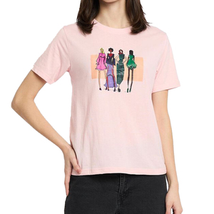 Top Trending 100% Airlume Combed and <b>Ring</b> Spun Cotton 32 Single 4.2 oz Charity Pink Womens Relaxed Jersey Short Sleeve T-Shirt - Product Image 1