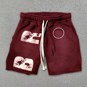 Shorts de sport unisexes en molleton bouclette personnalisés pour homme, style vintage délavé à l'acide et effet soleil, avec impression sérigraphiée - Product Image 1