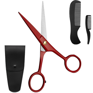 Ciseaux à barbe et moustache de 6 pouces, logo personnalisé, acier inoxydable, outil de barbier, kit avec 2 peignes et étui, fournisseur OEM ODM - Product Image 5