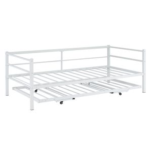 Divano letto singolo bianco in metallo trasformabile con letto estraibile, multifunzionale per piccoli spazi - Product Image 4