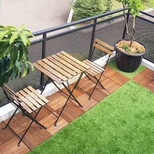 ชุดบิสโทรสำหรับลานบ้านแบบพับได้3ชิ้นโต๊ะไม้อะคาเซียและเก้าอี้สำหรับระเบียงระเบียงระเบียงสวนหรือเฟอร์นิเจอร์ระเบียง - Product Image 6