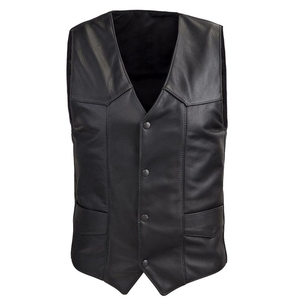 Gilet de motard en cuir véritable pour homme, vêtement de moto avec coupe confortable pour le quotidien - Product Image 1