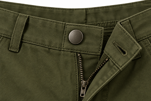Pantalon cargo vert olive pour homme, taille haute, plusieurs poches, style workwear en toile, coupe droite, fermeture boutonnée, idéal pour l'automne - Product Image 4