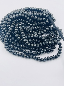 Perles Rondelles Facettées en Spinelle Noire Naturelle Grade AAA 7-8mm, Fil de 16 Pouces, Pierres Précieuses en Vrac pour Bijoux, Fournisseur Chinois en Gros - Product Image 1