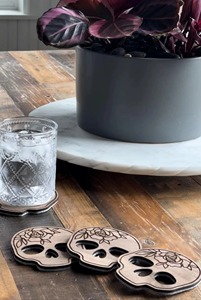 Premium Horror Pumpkin Face Design Laser Cut <b>Drink</b> <b>Coasters</b> For Table Protection And Halloween Decor Handcrafted From India - Product Image 6