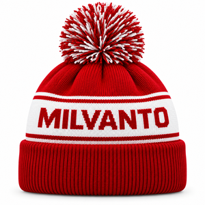 Red Custom Logo Premium <b>Pom</b> <b>Pom</b> Beanie <b>Hat</b> Embroidered Cuffed Rib Knit Winter Beanie for Men & Women Streetwear Beanies - Product Image 1
