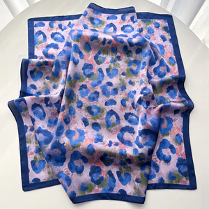 Silk Square Scarf For Women Leopard Printed Bandanas Stylish Hairband Luxury Hijab Neckerchief Elegant Shawl Wraps - Product Image 5