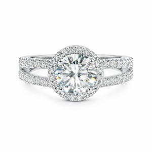 Anillo Solitario con Diamante de Corte Brillante Redondo |   Engaste de Oro Blanco con Puntas |   Joyería Fina de Compromiso con Diamantes Accent para Mujer - Product Image 1
