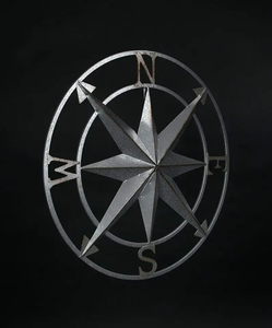 Brújula de Metal con Acabado de Zinc para Colgar en la Pared, Decoración Náutica Vintage para Interiores/Exteriores, Arte Direccional Marítimo para Sala de Estar - Product Image 4