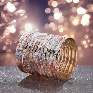 Brazaletes de oro de 3 tonos al por mayor, brazaletes de moda, brazaletes plateados de 3 tonos, brazalete multitono, brazaletes de lujo de latón tricolor - Product Image 3