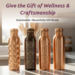 <b>Plain</b> Matte Copper <b>Water</b> <b>Bottle</b> with Vintage Design Leak-Proof Portable Travel Drinkware with Lid for Home Use - Product Image 4
