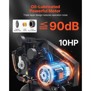 Compresseur d'air robuste de 80 gallons, 10 HP, 17 SCFM, 90-175 PSI, réservoir lubrifié à l'huile - Product Image 3