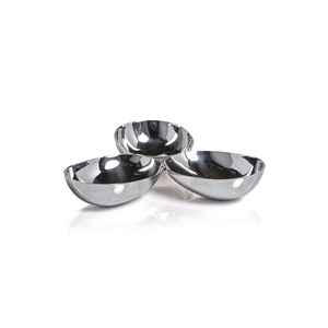 Juego de Tazones Triples de Metal Plateado, Forma Ovalada, Utensilios de Cocina, Artesanía, Centro de Mesa Decorativo Moderno para el Hogar - Product Image 3