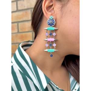 Pendientes Largos de Esmalte de Moda Meera Jaipur - Product Image 3