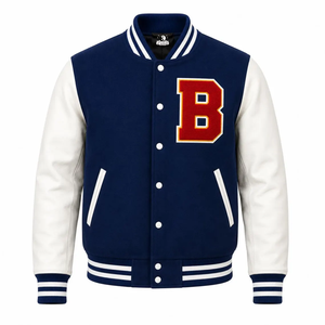2025 Classic Design Custom Chenille Patches Embroidery Windproof Stand Collar Men's/Women's Superior Wool Varsity <b>Jackets</b> - Product Image 1