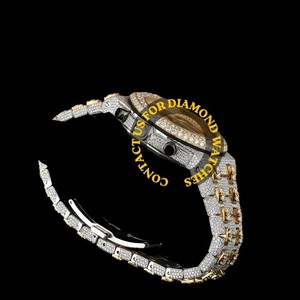 Reloj de Hombre de Marca Premium con Cronógrafo, Esfera Redonda, Correa de Acero Inoxidable de Dos Tonos, Diamantes Moissanite y Completamente Cubierto de Piedras Preciosas, Precio al por Mayor - Product Image 6