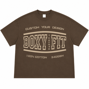 เสื้อยืดโอเวอร์ไซส์ทรงบ็อกซี่สำหรับผู้ชาย ผ้าฝ้าย 100% 240GSM แขนสั้น คอกลม พิมพ์ลายตัวอักษร สไตล์ลำลอง ผ้าเจอร์ซีย์ - Product Image 1