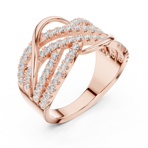 Anillo de Lujo en Oro Rosa con Diseño Cruzado y Pavé para Mujer, Diseño Infinito de Varias Filas, Regalo de Joyería de Moda para Aniversario de Bodas - Product Image 4