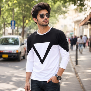 เสื้อยืดลำลองแขนยาวผู้ชายระดับพรีเมียม |   เสื้อยืดคอกลมผ้าคอตตอนผสมลายกราฟิกสวมใส่สบายสำหรับการเดินทางและการใช้งานในชีวิตประจำวัน - Product Image 3