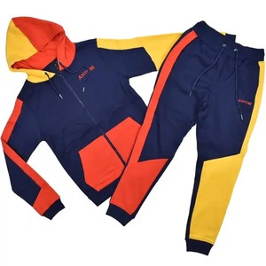 Ensemble de survêtement unisexe Antom à blocs de couleur, manches longues, fermeture éclair, style sportif, respirant, en polyester, coupe régulière pour adulte, automne - Product Image 1