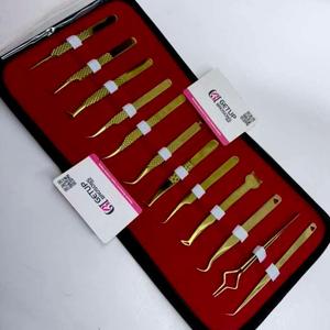 GETUP BROWS Pince à épiler pour cils plaquée or, ensemble d'outils de précision, emballage en étui - Product Image 5