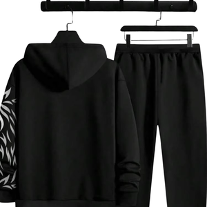 Ensemble de survêtement à capuche imprimé pour homme, tenue décontractée deux pièces, streetwear, jogging, vêtements de sport, costume chaud à capuche pour l'hiver - Product Image 3