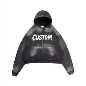 Sudadera con capucha de algodón OEM con cremallera, ajuste regular, para hombre, suministro de ropa al por mayor - Product Image 1