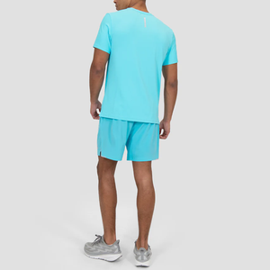 Conjunto Deportivo de Verano para Hombre, Corte Ajustado, Casual, Color Sólido, Manga Corta, Cuello Redondo, Spandex/Algodón, Secado Rápido, Camiseta y Pantalones Cortos - Product Image 3