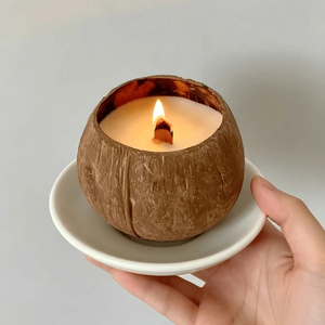 Bougie en cire de soja dans une coquille de noix de coco, super offre, bougies décoratives faites à la main, éclairage naturel pour la maison et le spa - Product Image 3