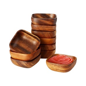 Juego de tazones apilables de madera natural ecológica premium para servir frutas y nueces, pequeños, para la encimera de la cocina. - Product Image 1