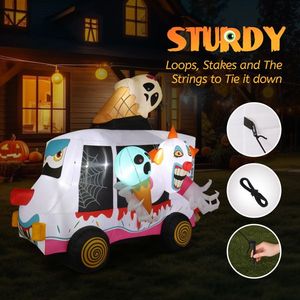 Decorazioni Gonfiabili di Halloween a Forma di Camion dei Gelati Clown in PVC da 2,4 Metri - Product Image 5