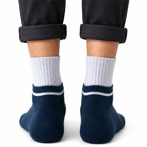 Chaussettes de badminton montantes 100 % coton, épaisses, en tissu éponge, antidérapantes, absorbant la transpiration, antibactériennes, anti-odeur, avec revers tricoté - Product Image 3