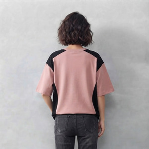 T-shirt pour femme de style hip-hop de haute qualité, coupe ample avec empiècements contrastés, léger, confortable, respirant, idéal pour l'été - Product Image 4