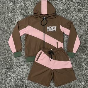 Conjunto Deportivo Corto Rexfit Personalizado para Hombre, Chaqueta Cortavientos Ligera de Nailon, Conjunto Deportivo Corto, Venta al Por Mayor - Product Image 4
