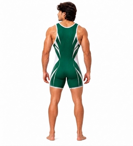 Men Green <b>White</b> Wrestling Singlet Sleeveless Scoop Neck Spandex Polyester Breathable Sports <b>Body</b> <b>Suit</b> All Seasons - Product Image 2