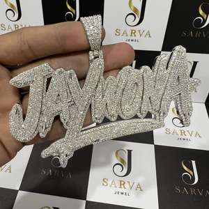 Colgante con Nombre de Moissanita VVS Totalmente Incrustada, Plata 925, Joyería Hip Hop Personalizada para Hombre, Letra Personalizada, Certificado GRA, Precio de Fábrica - Product Image 3