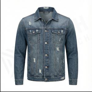 Veste en jean pour hommes de haute qualité en coton couleur marron respirant séchage rapide Logo avant hiver Street Wear adulte - Product Image 2